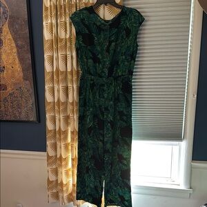 Green Leaf Print Jumpsuit